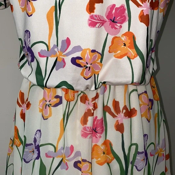 Fairy Core Colorful Blooms Floral Chiffon Skirt Mini Dress Size Small - Picture 8 of 12